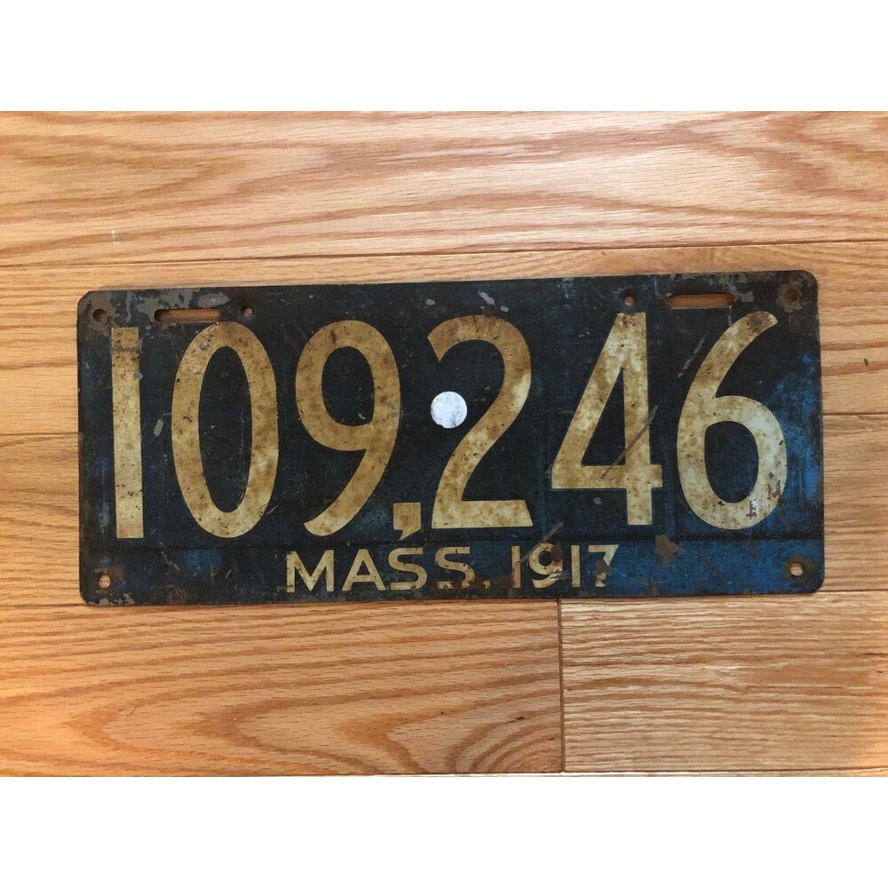 1917 Vintage Massachusetts License Plate 109 246